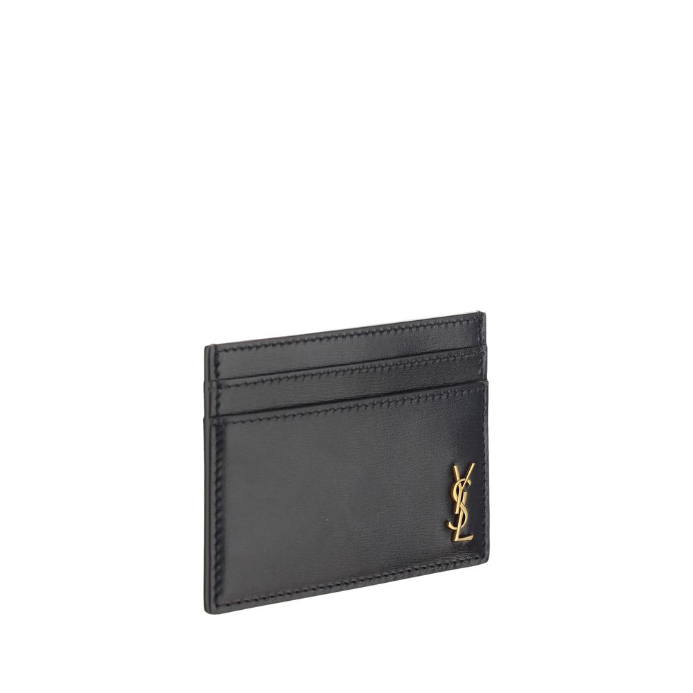 Porte-cartes Saint Laurent en cuir noir