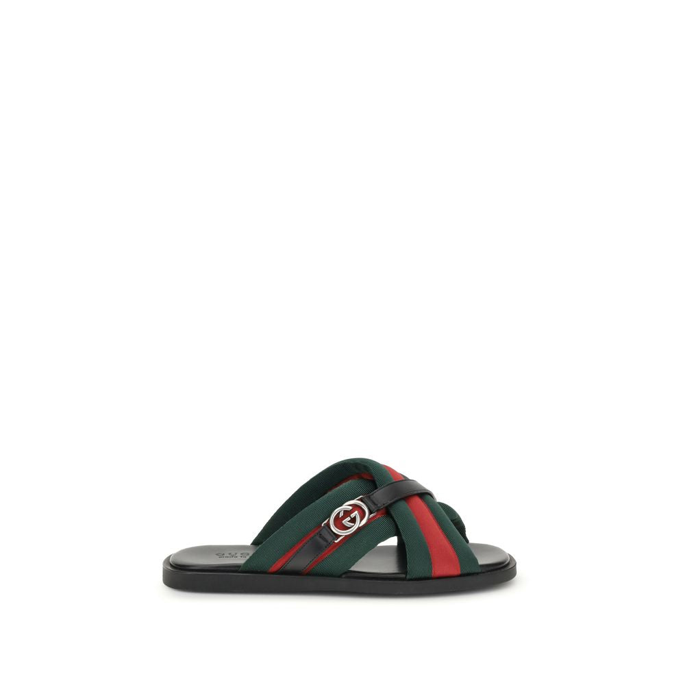 Sandales Gucci Web avec GG vert et rouge