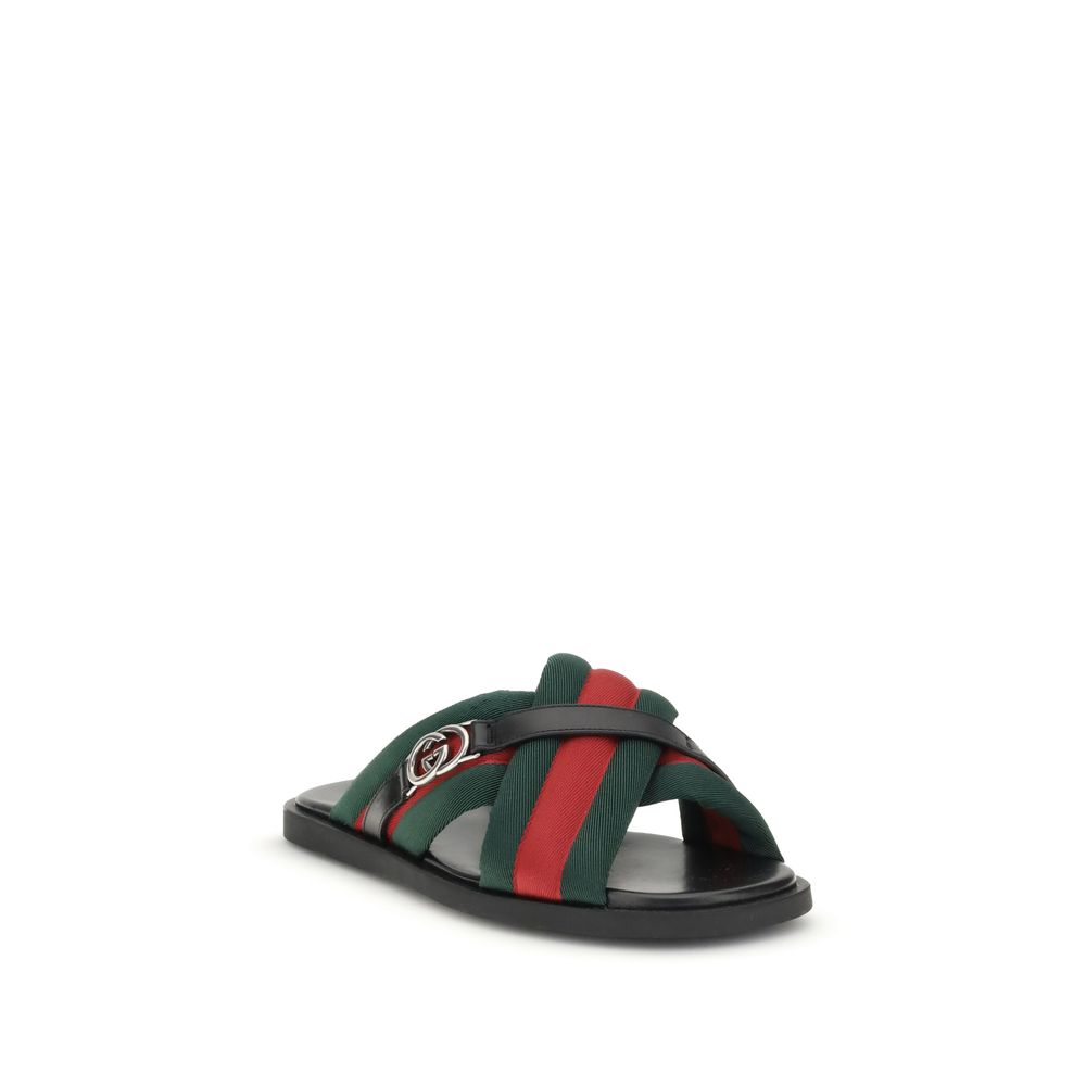 Sandales Gucci Web avec GG vert et rouge