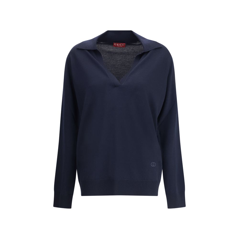 Pull Gucci V-col bleu