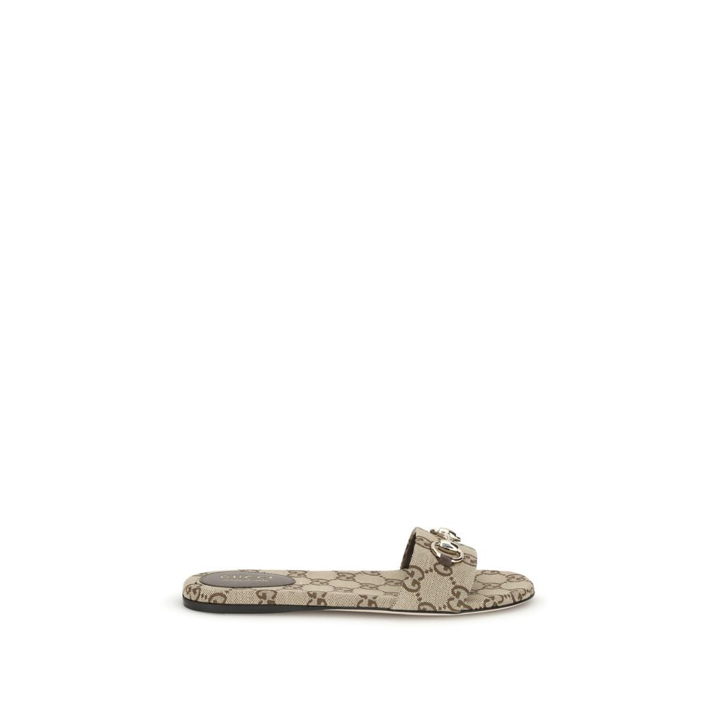 Slippers Gucci GG canvas marron