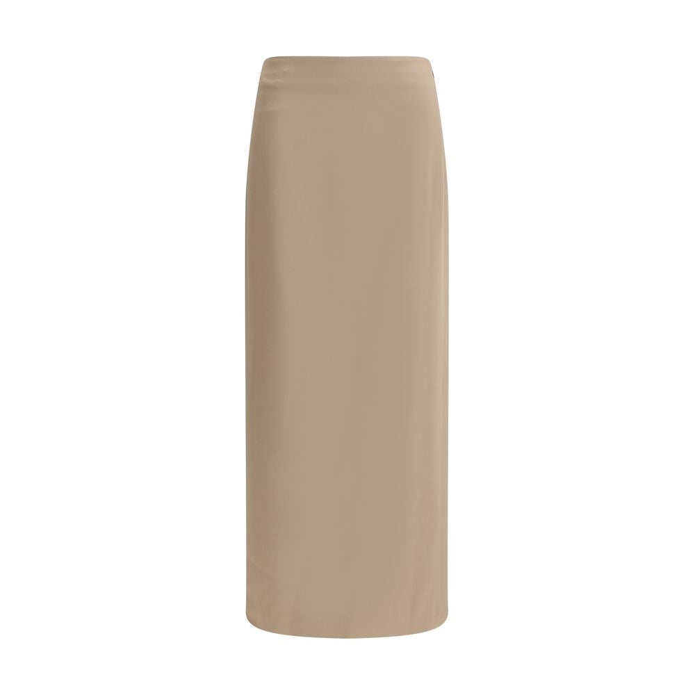 Jupe midi Brunello Cucinelli satin grise