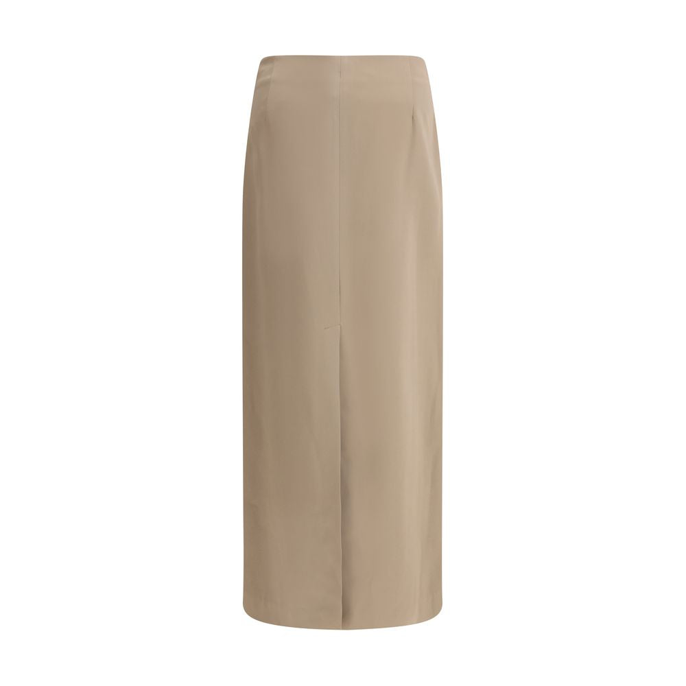 Jupe midi Brunello Cucinelli satin grise