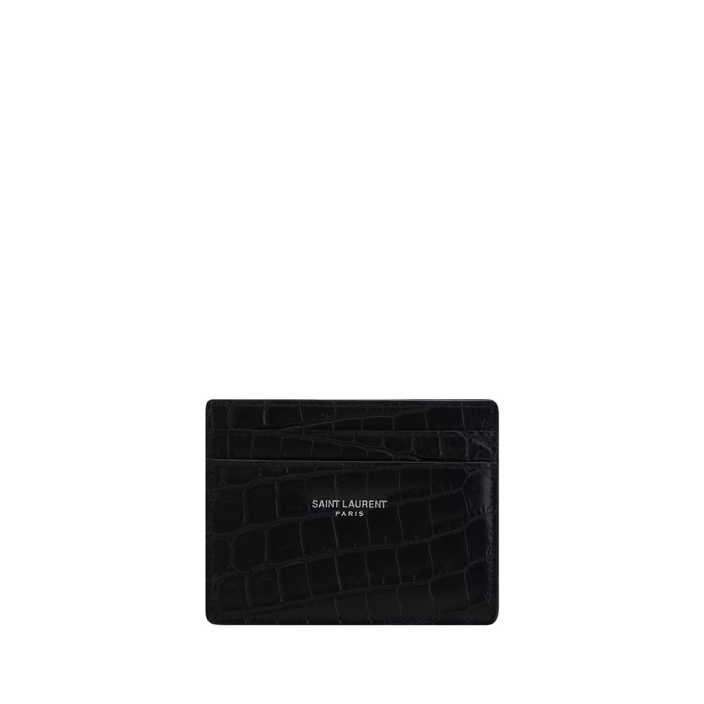 Porte-cartes Saint Laurent effet animal noir