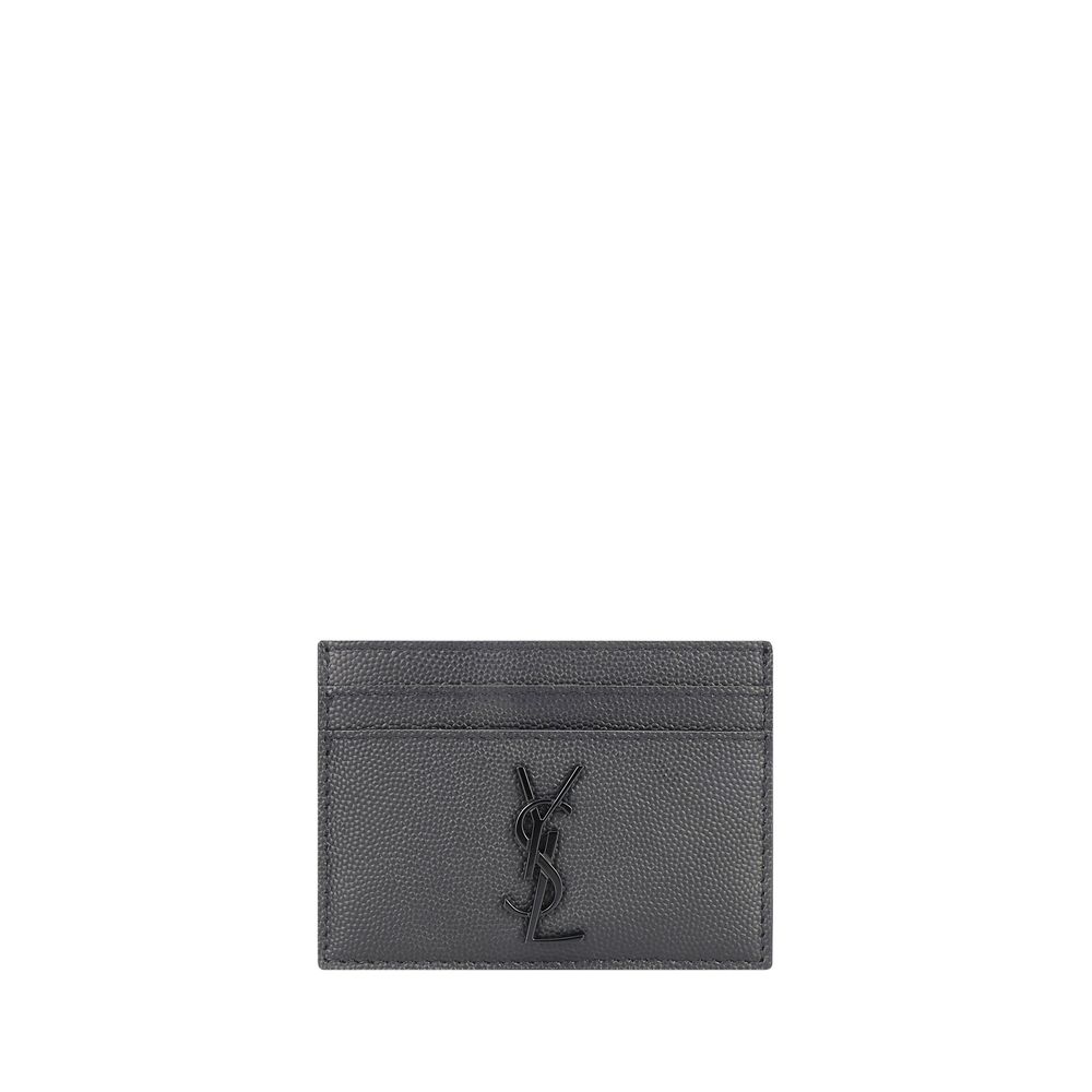 Porte-cartes Saint Laurent en veau noir