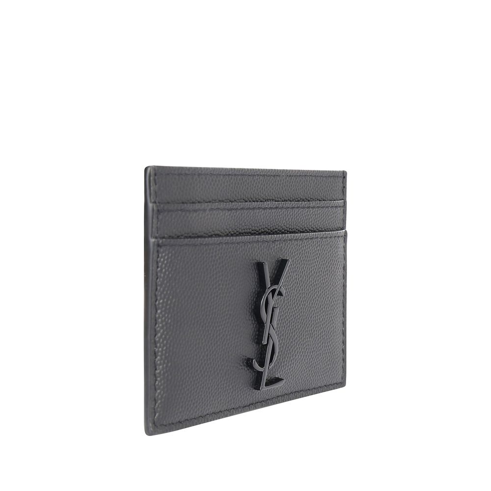 Porte-cartes Saint Laurent en veau noir