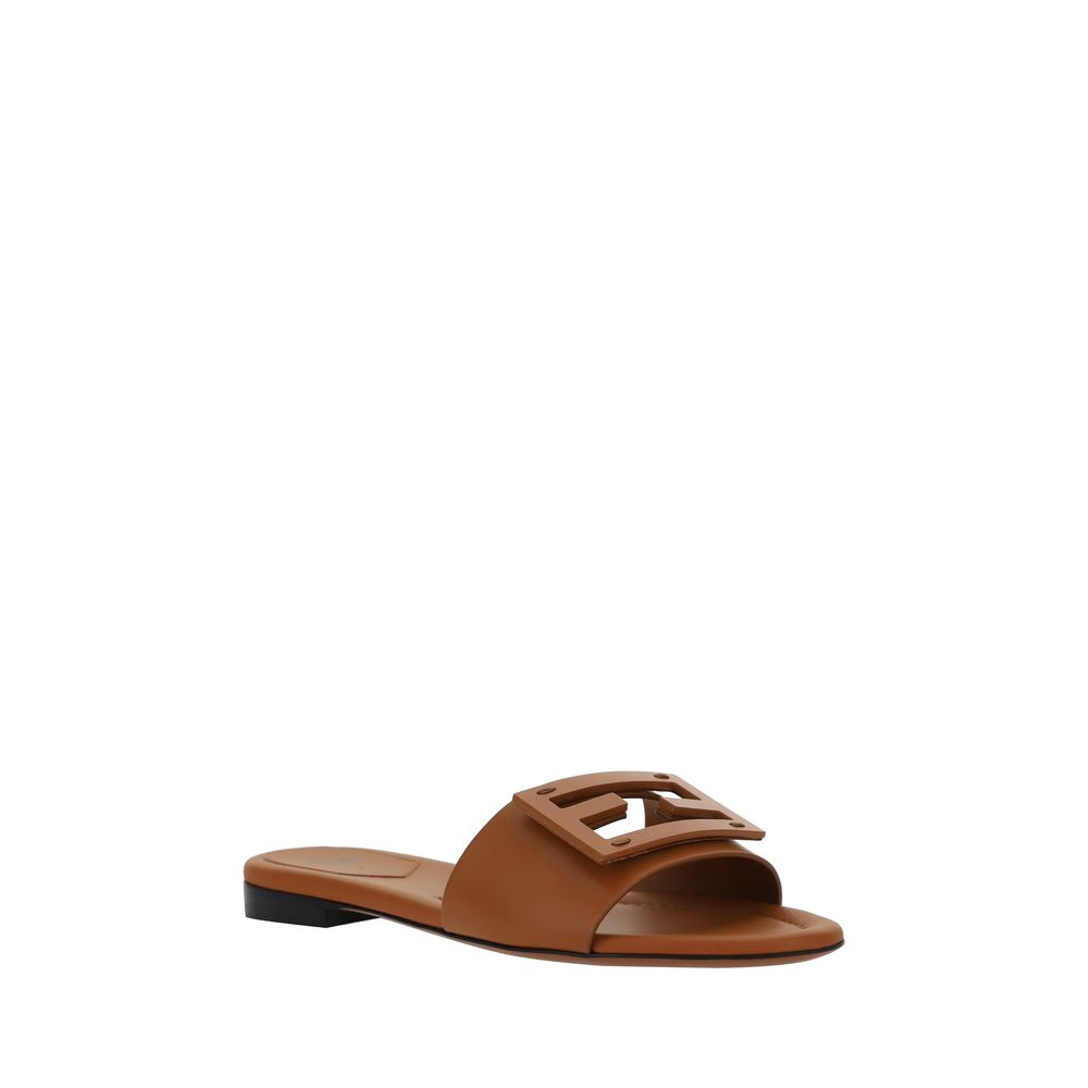 Sandales Fendi FF en cuir noir
