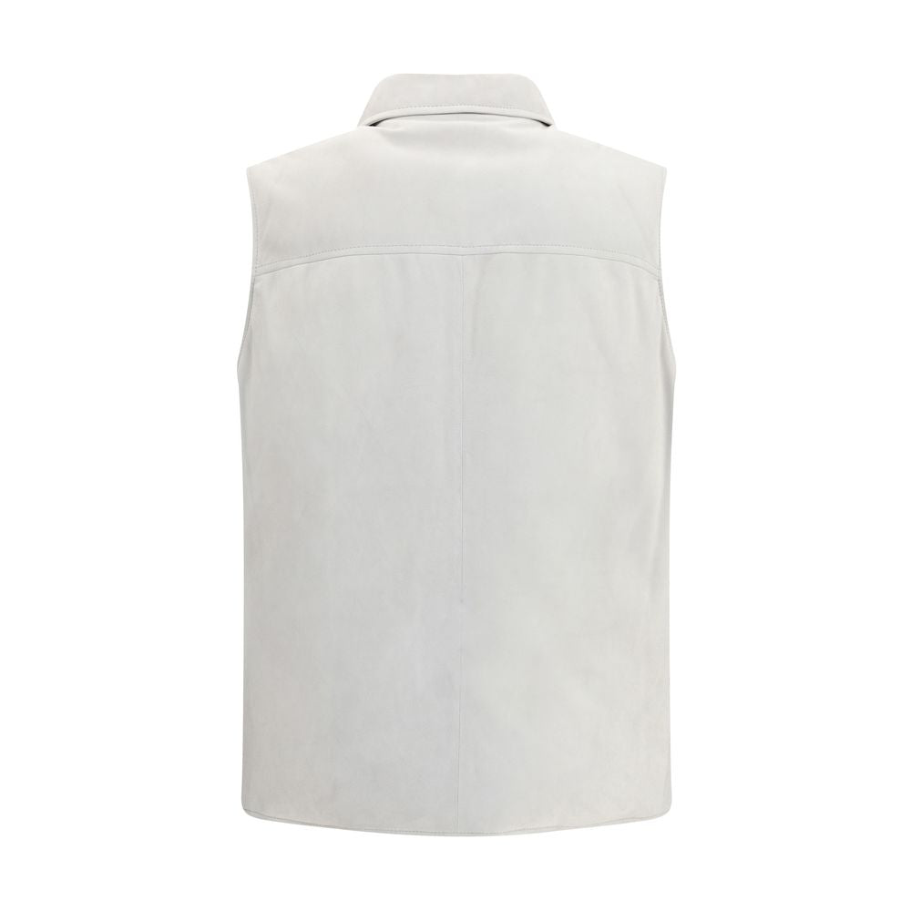 Gilet Brunello Cucinelli en cuir noir