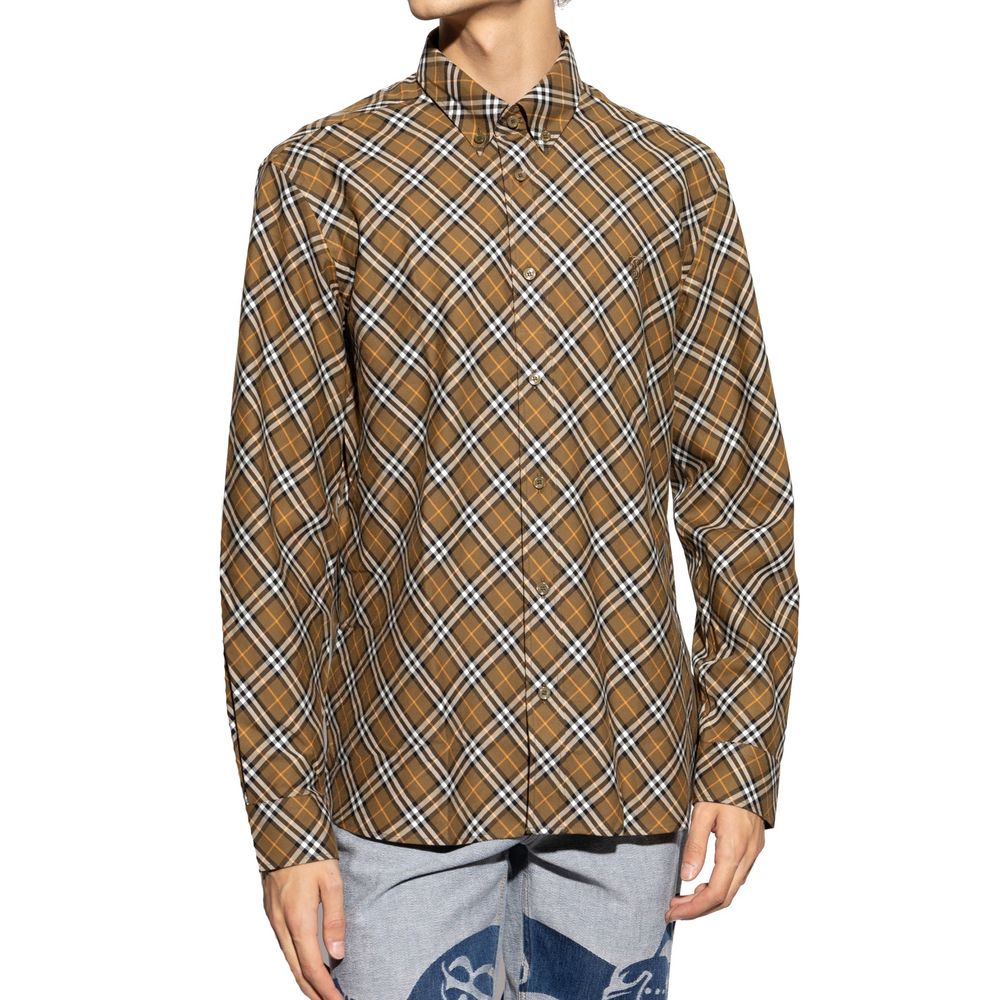 Chemise logo homme à carreaux bleue