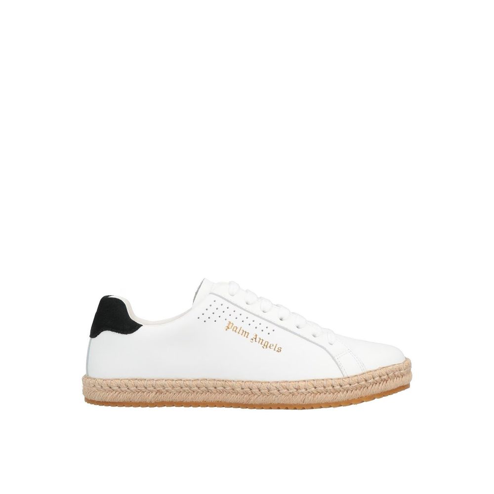 Baskets en cuir logo hommes blanches