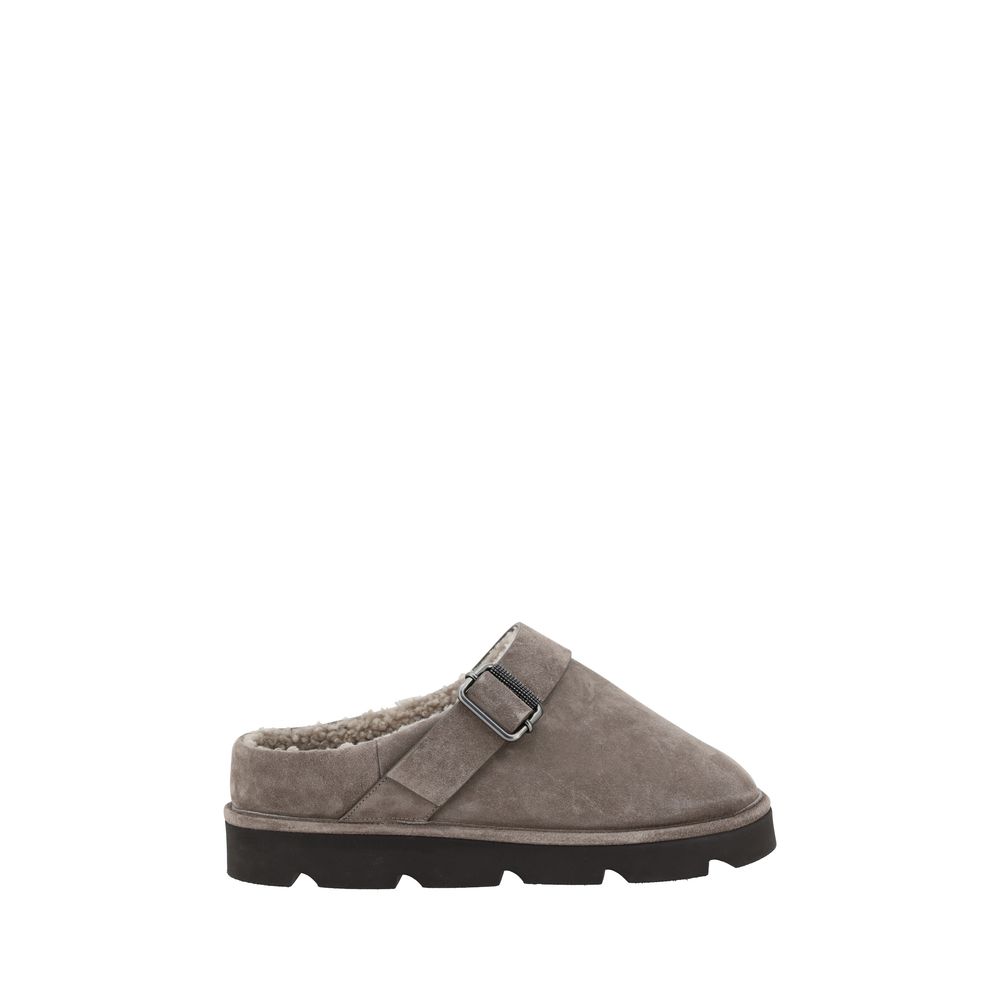 Sabots Brunello Cucinelli en cuir marron