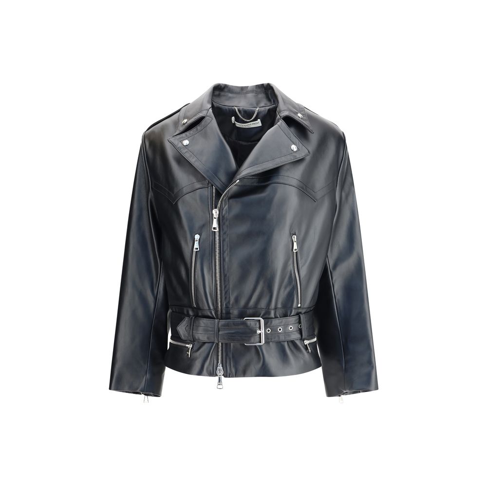 Veste en cuir Alessandra Rich noire