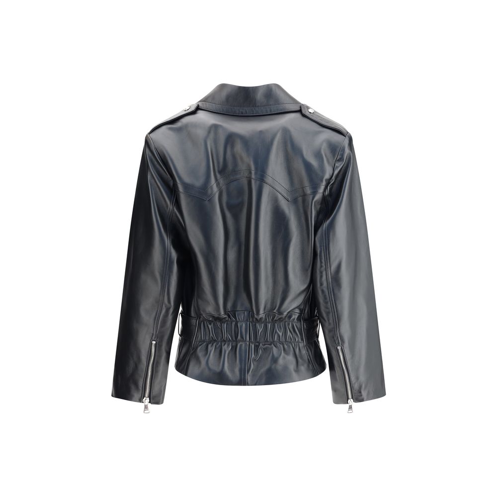 Veste en cuir Alessandra Rich noire