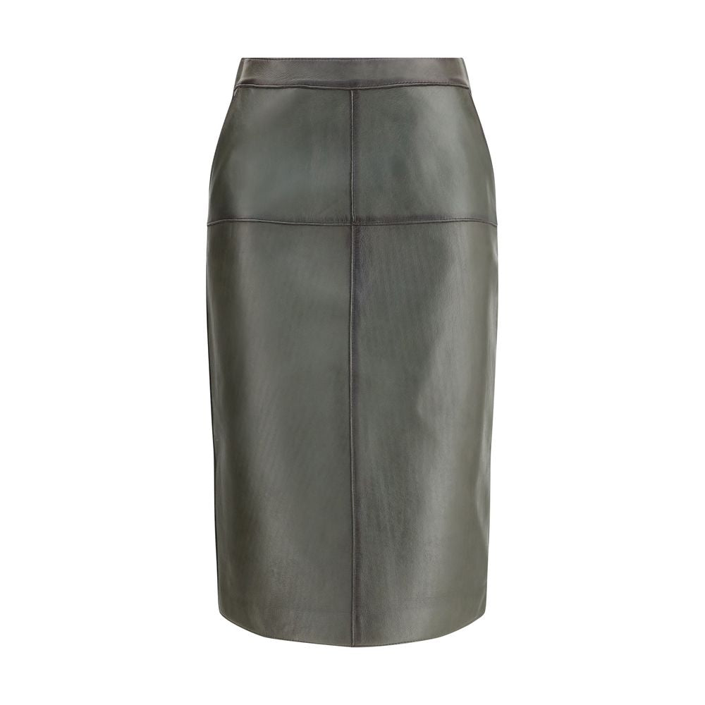 Jupe en cuir P.A.R.O.S.H. midi noire