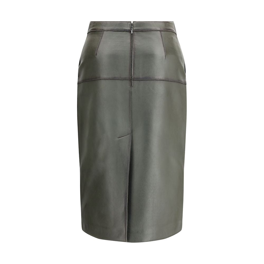 Jupe en cuir P.A.R.O.S.H. midi noire