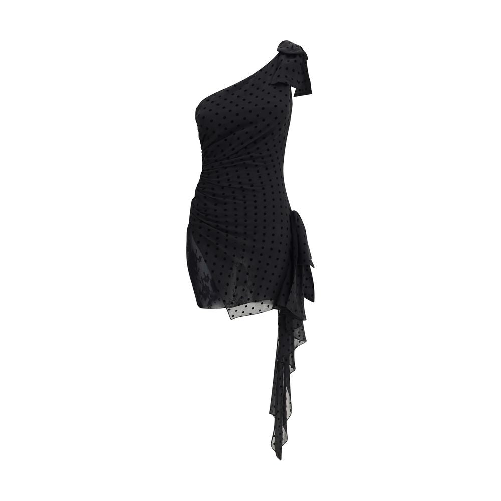 Robe Alessandra Rich asymétrique noir à pois