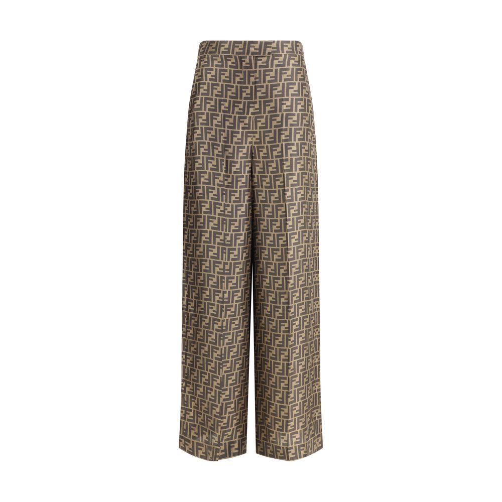 Pantalons Fendi Monogram en soie noir