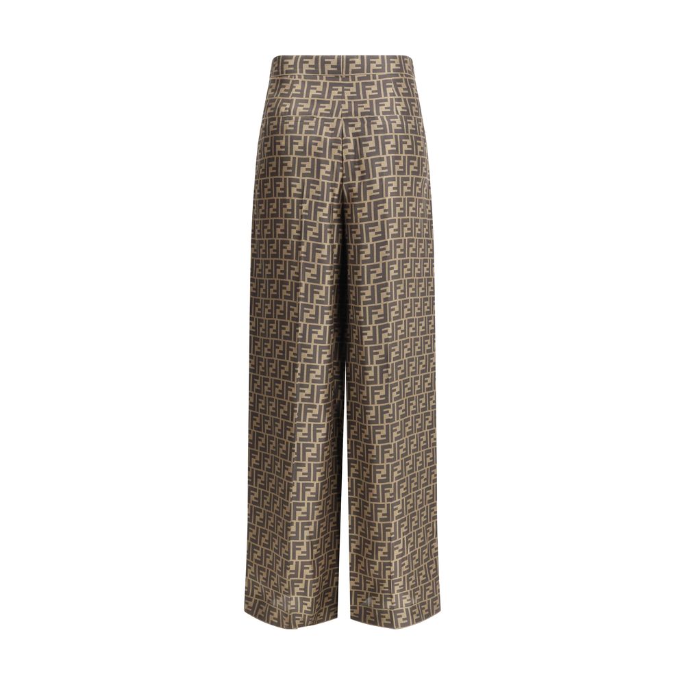 Pantalons Fendi Monogram en soie noir