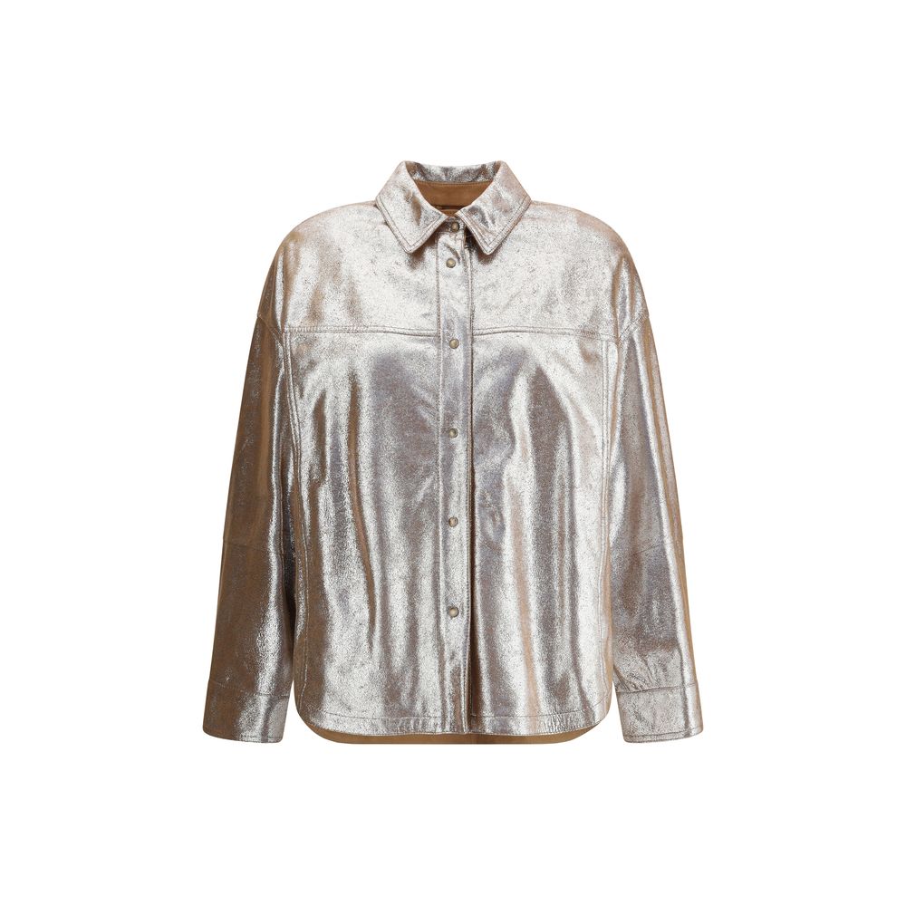 Chemise en cuir Brunello Cucinelli oversize noire