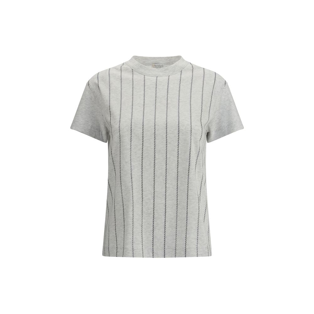 T-shirt Brunello Cucinelli à rayures grises