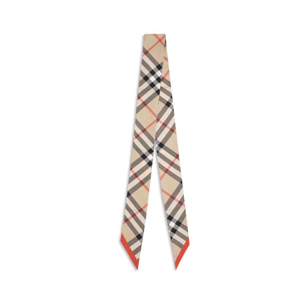 Foulard Burberry Check en soie beige