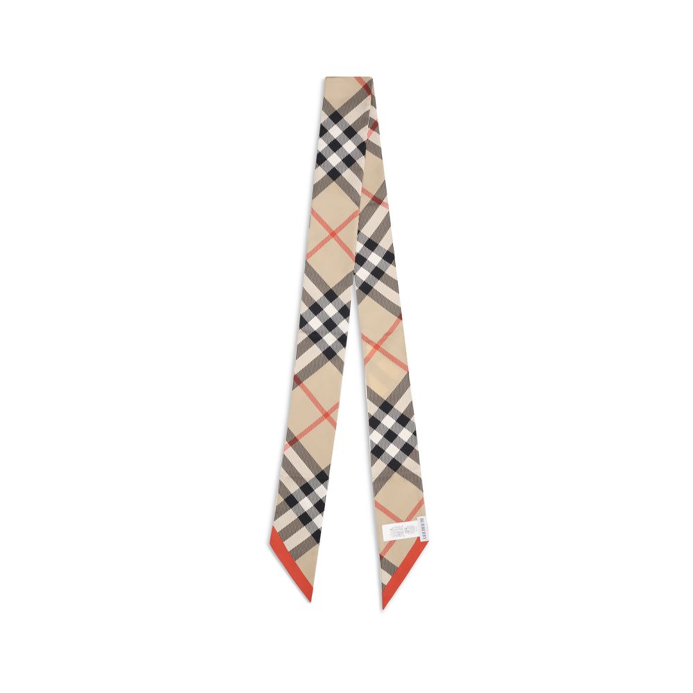 Foulard Burberry Check en soie beige