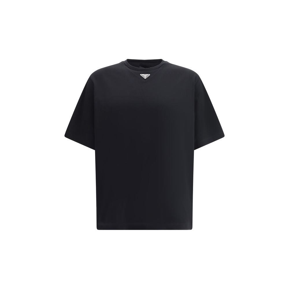 T-shirt Prada avec plaque triangulaire monochrome