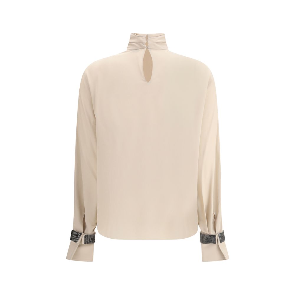 Blouse en soie Brunello Cucinelli neutre