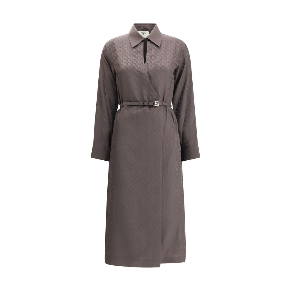 Robe Fendi FF en soie marron