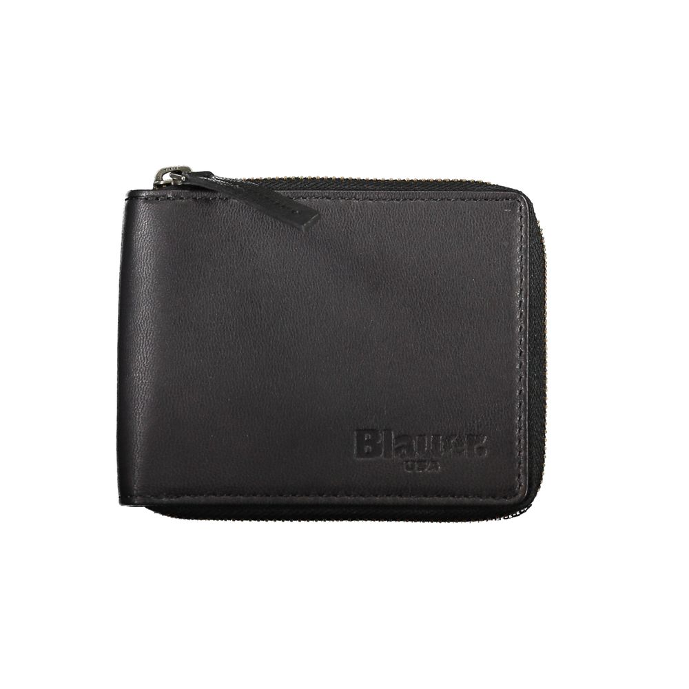 Portefeuille rond noir cuir