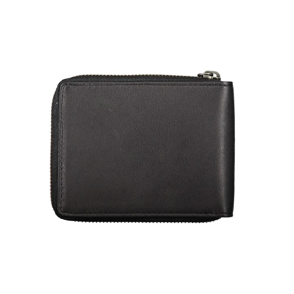 Portefeuille rond noir cuir