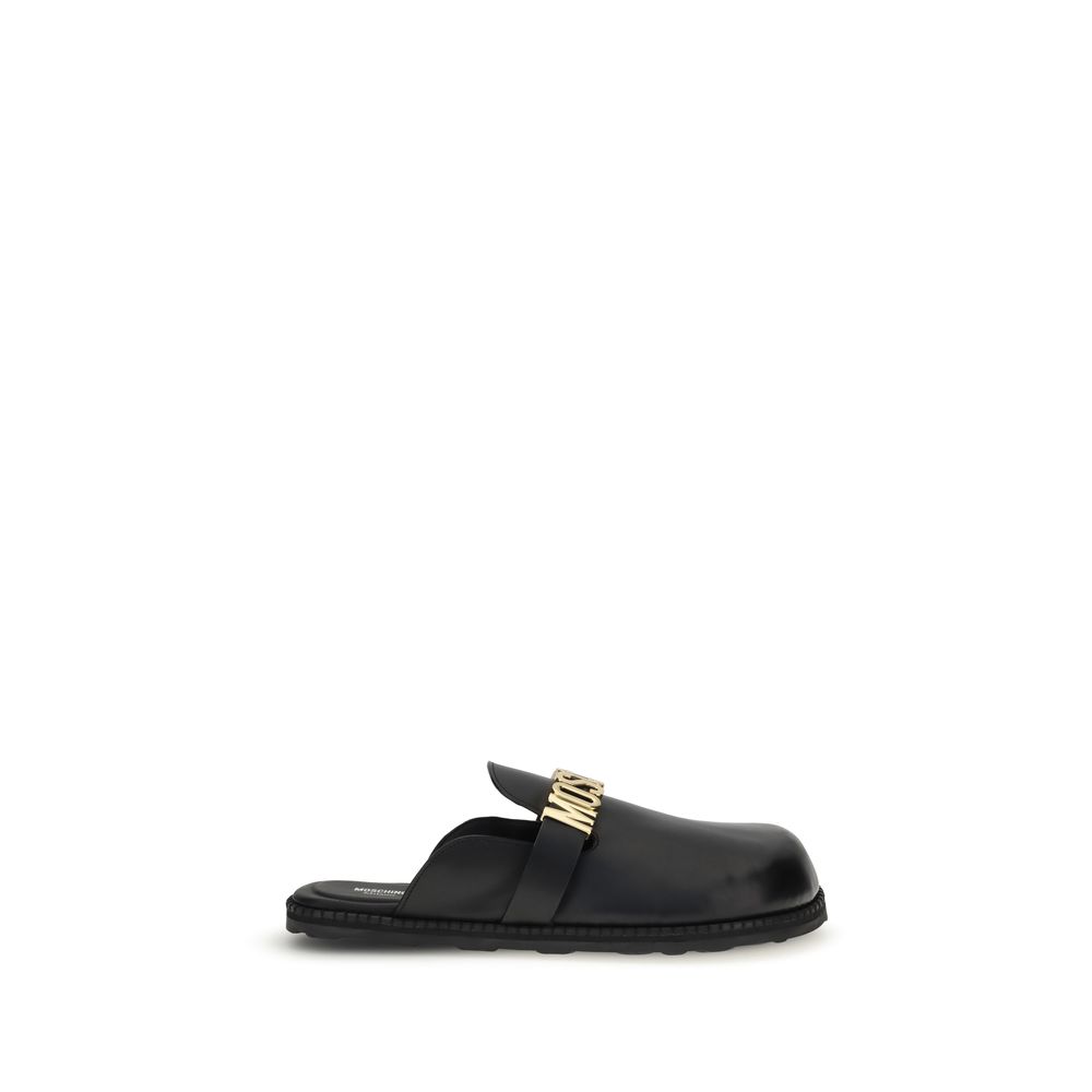 Mules Moschino logo dorées