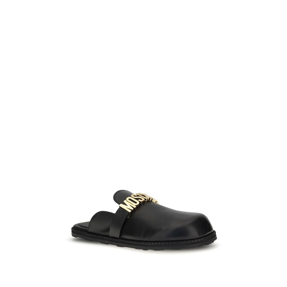 Mules Moschino logo dorées