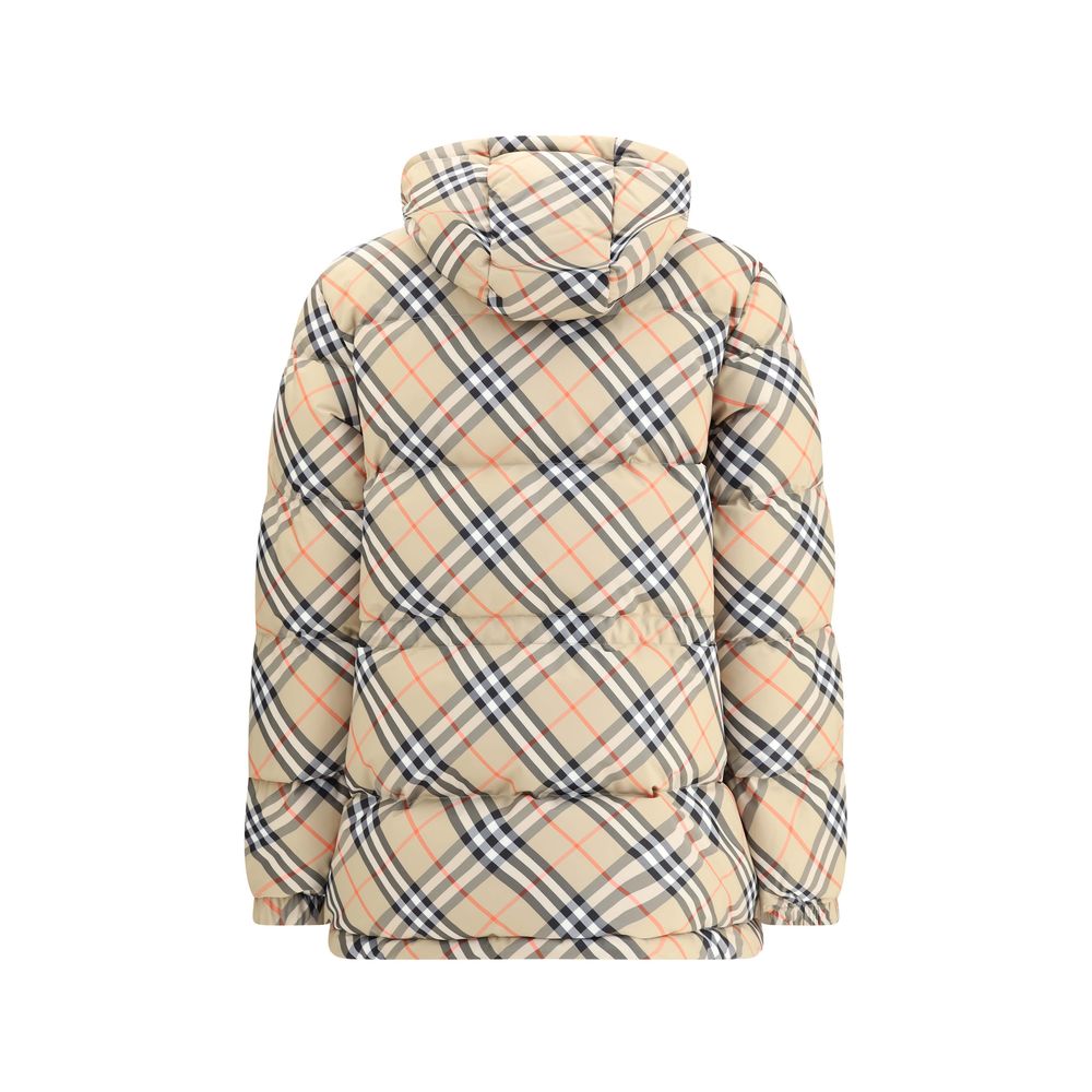 Doudoune Burberry Check à capuche beige