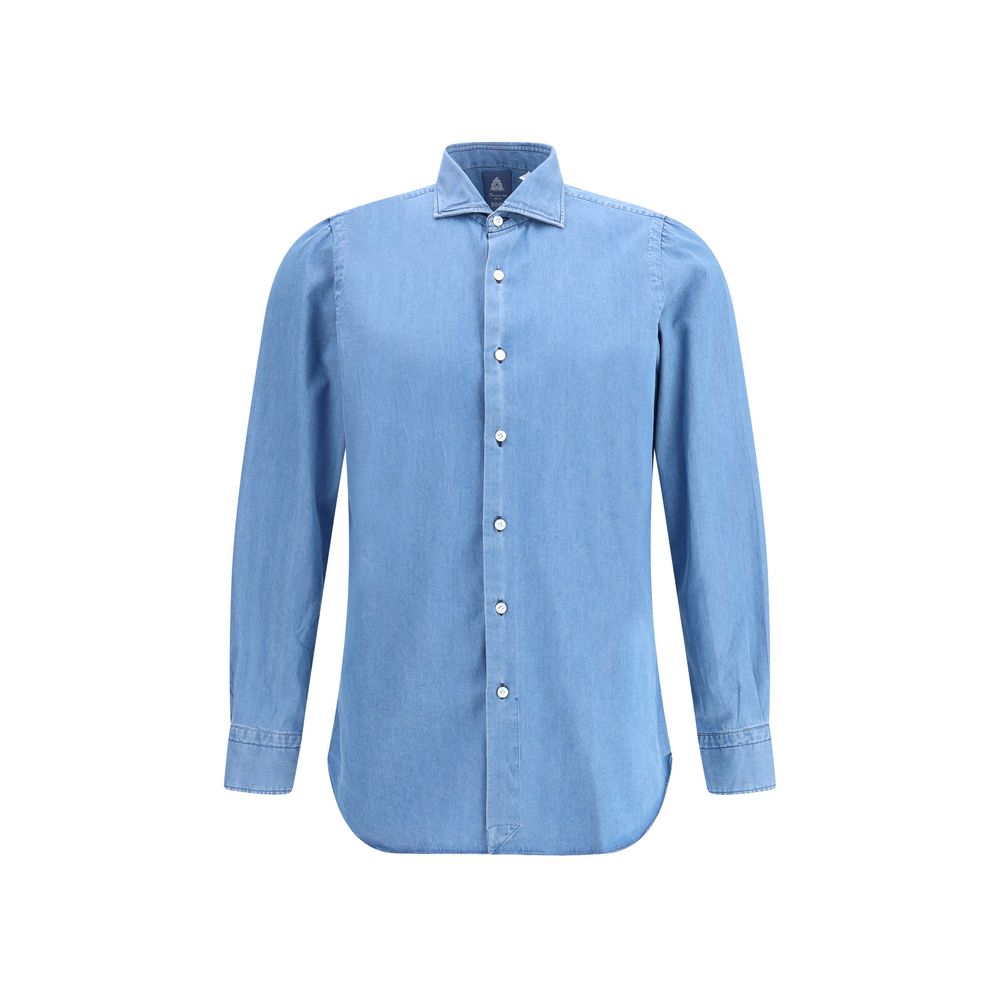 Chemise Finamore Napoli bleu denim