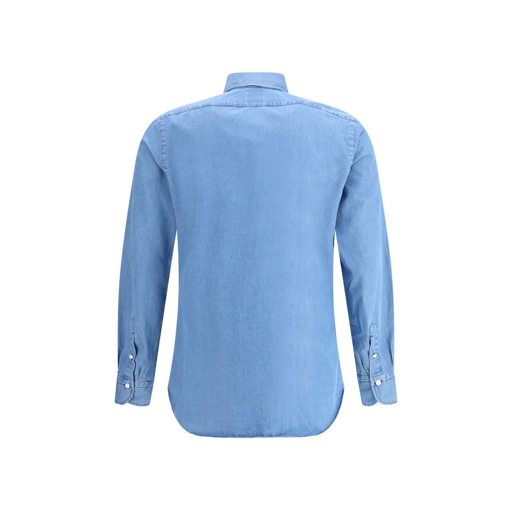 Chemise Finamore Napoli bleu denim