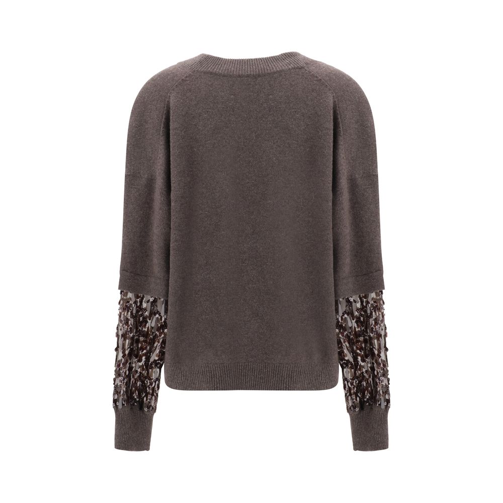 Pull Brunello Cucinelli encolure V brun