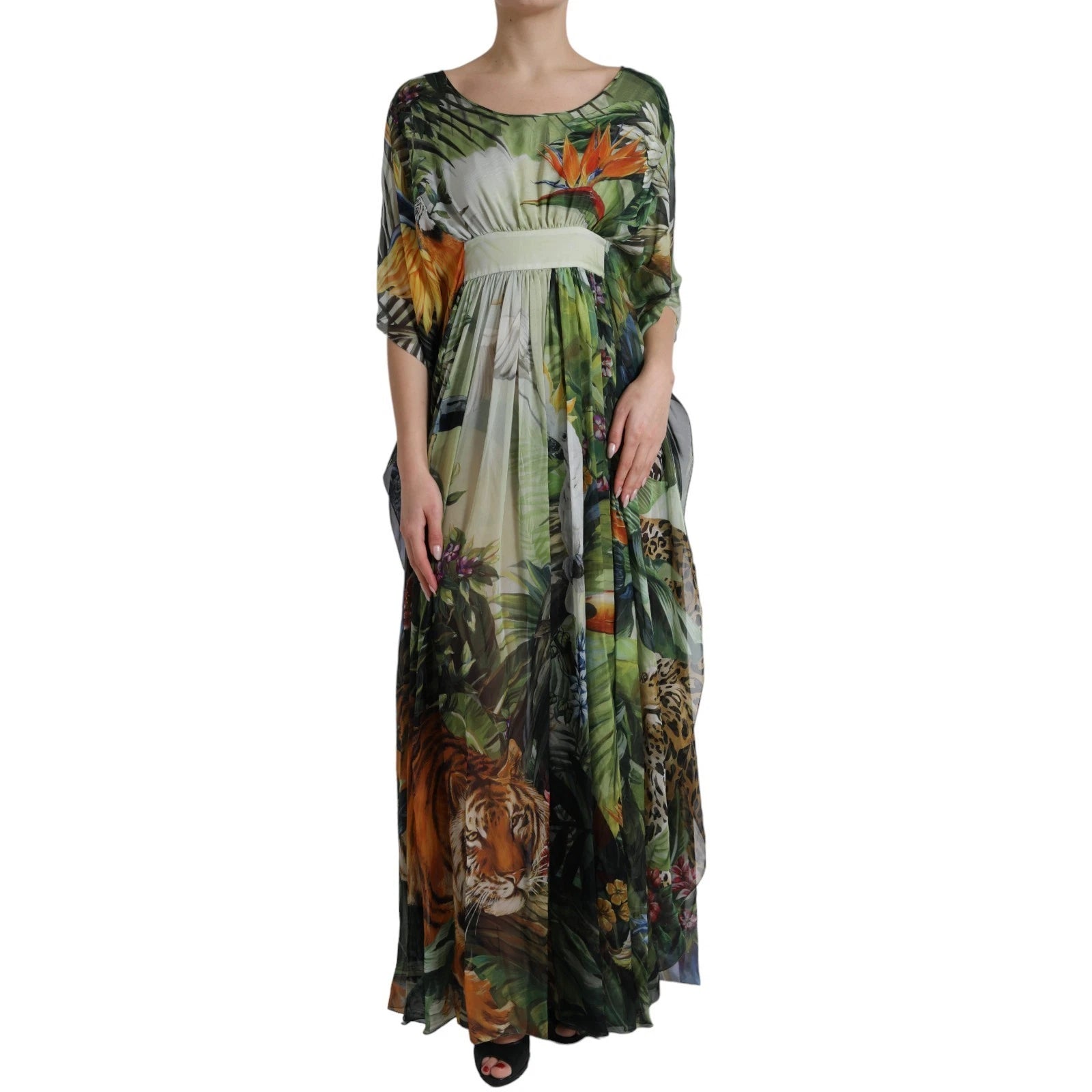Robe longue Dolce & Gabbana jungle multicolore