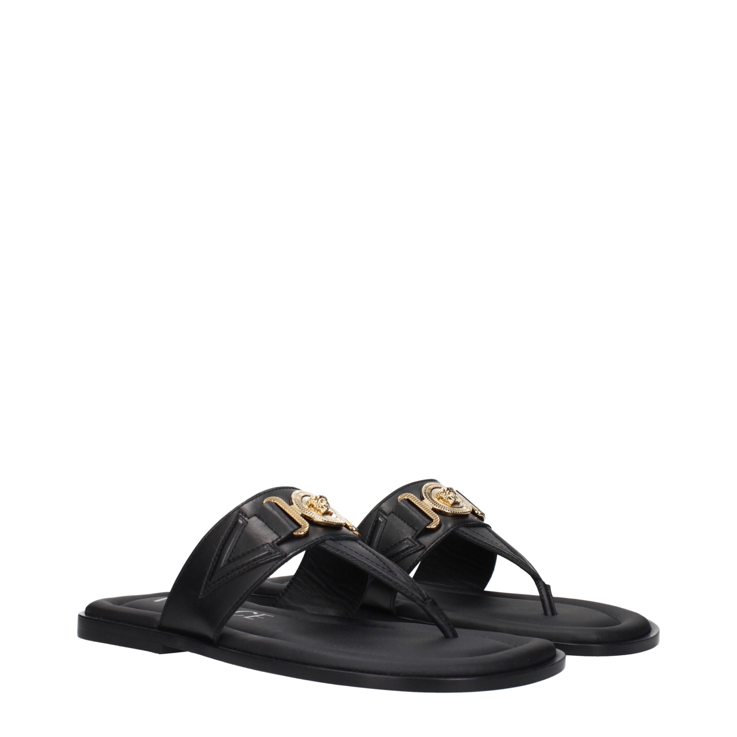 Sandales Versace en cuir noires