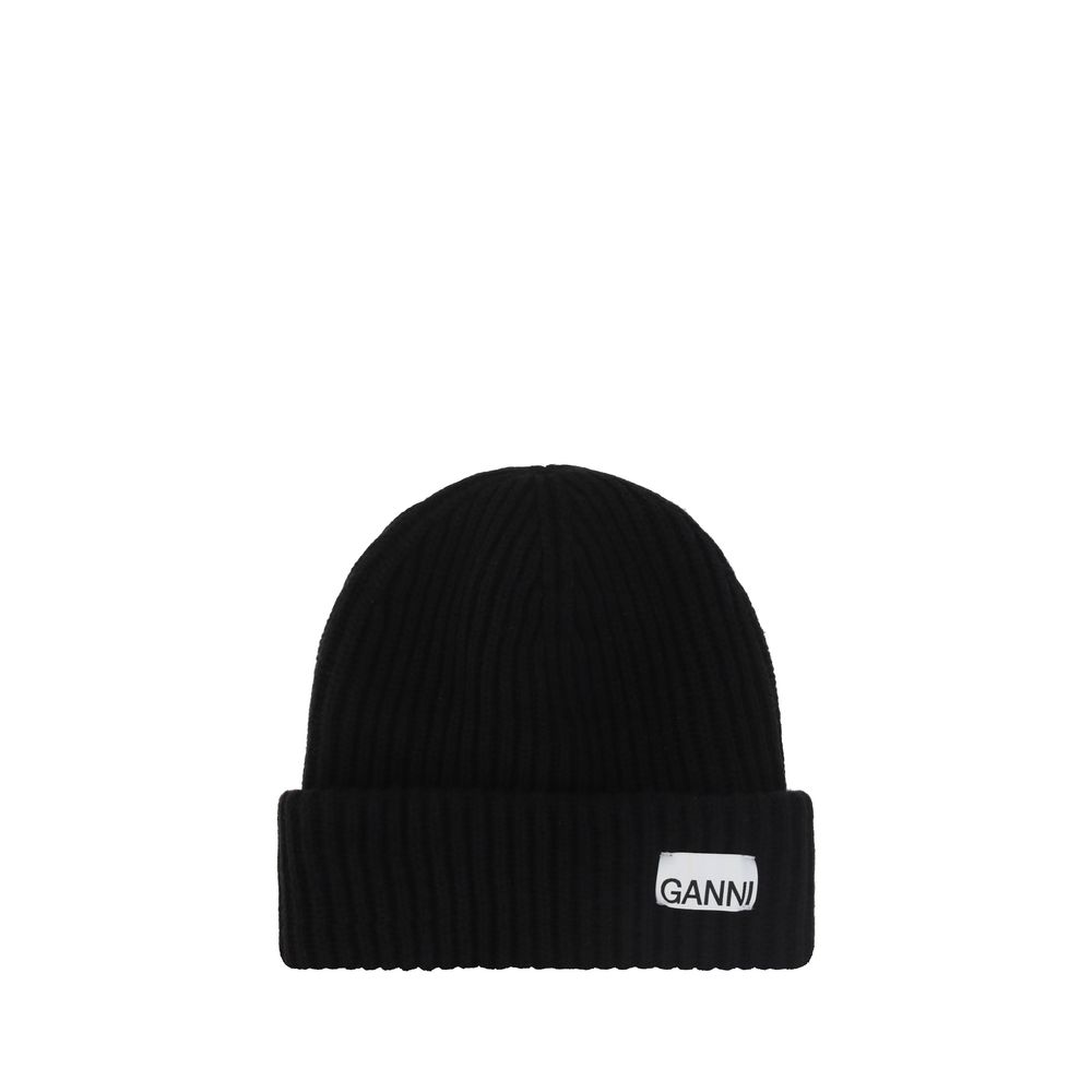 Bonnet Ganni en laine beige