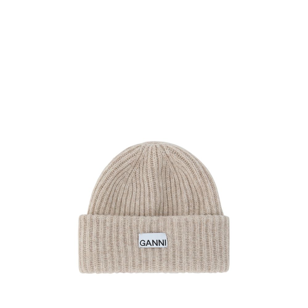 Bonnet Ganni à côtes gris