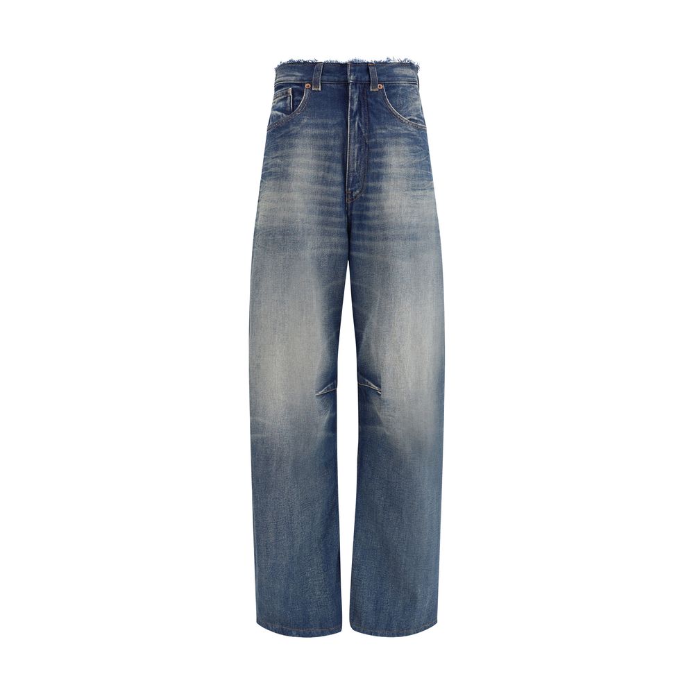 Jeans MM6 large taille haute bleus
