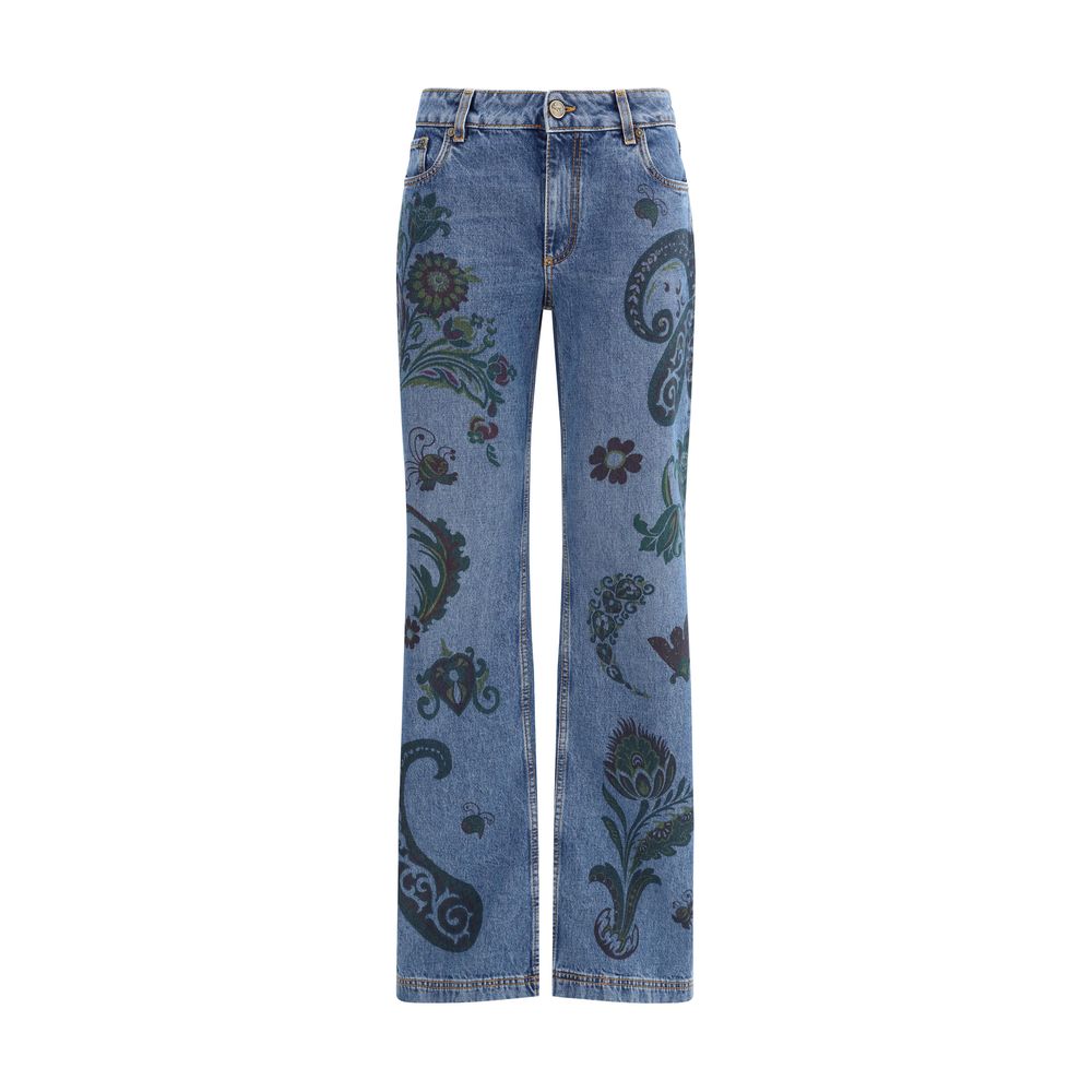Jeans Etro flower and bee imprimés