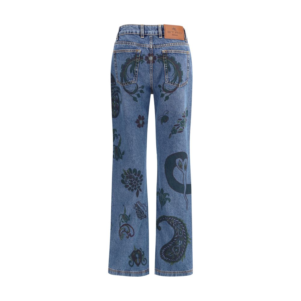 Jeans Etro flower and bee imprimés