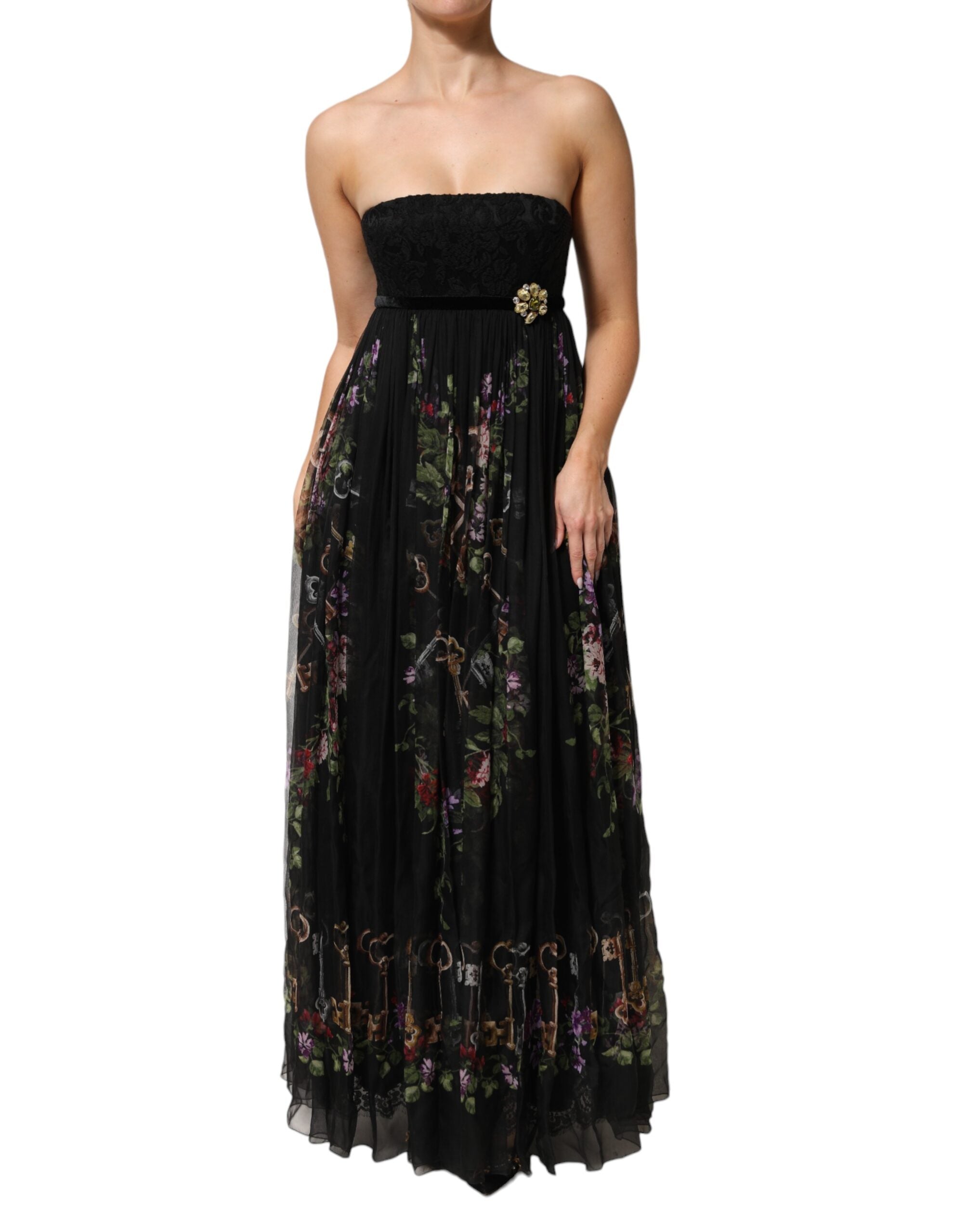 Robe Dolce & Gabbana sans manches noir fleuri