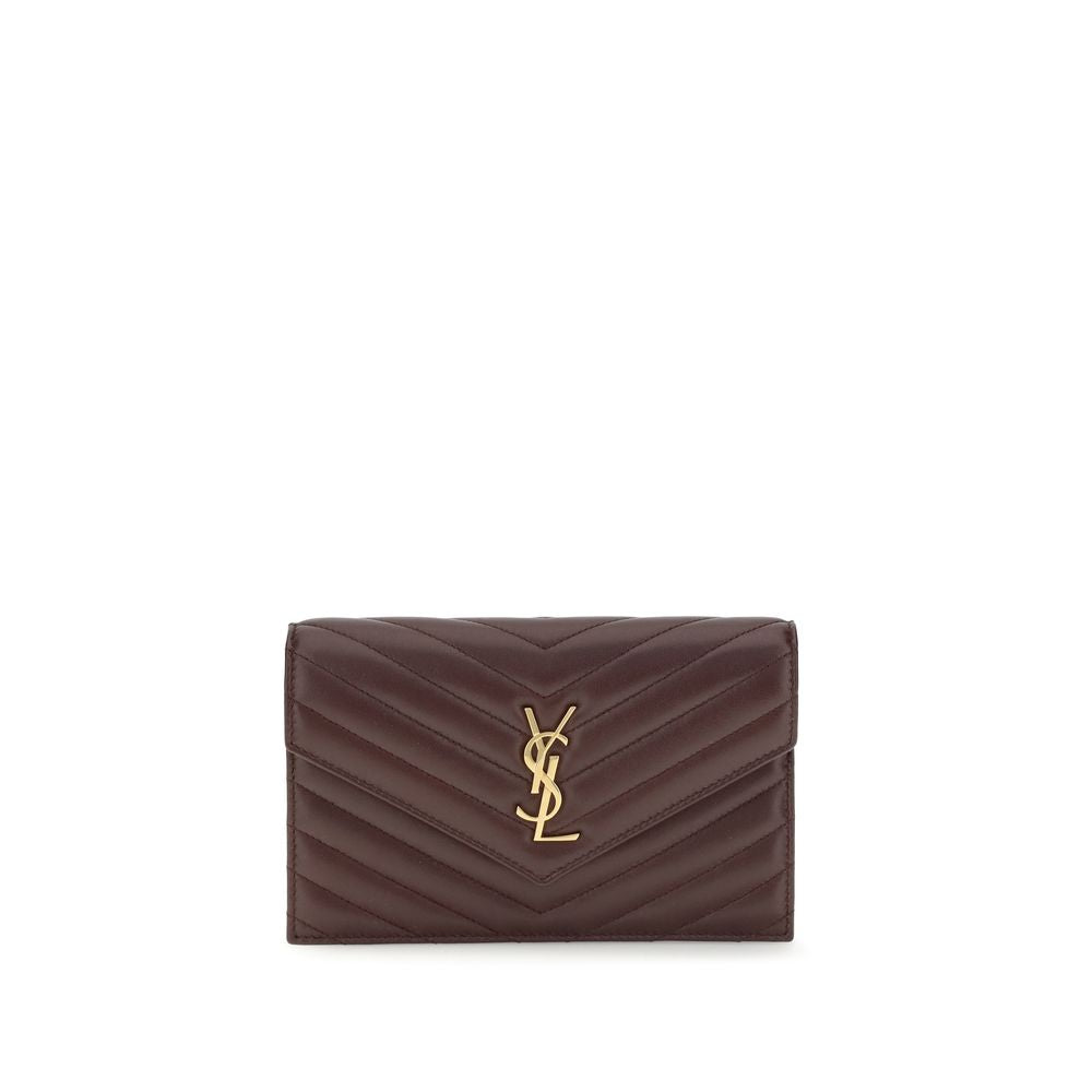 Portefeuille Saint Laurent matelassé bordeaux