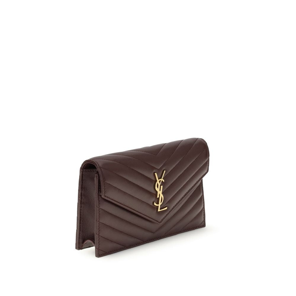 Portefeuille Saint Laurent matelassé bordeaux