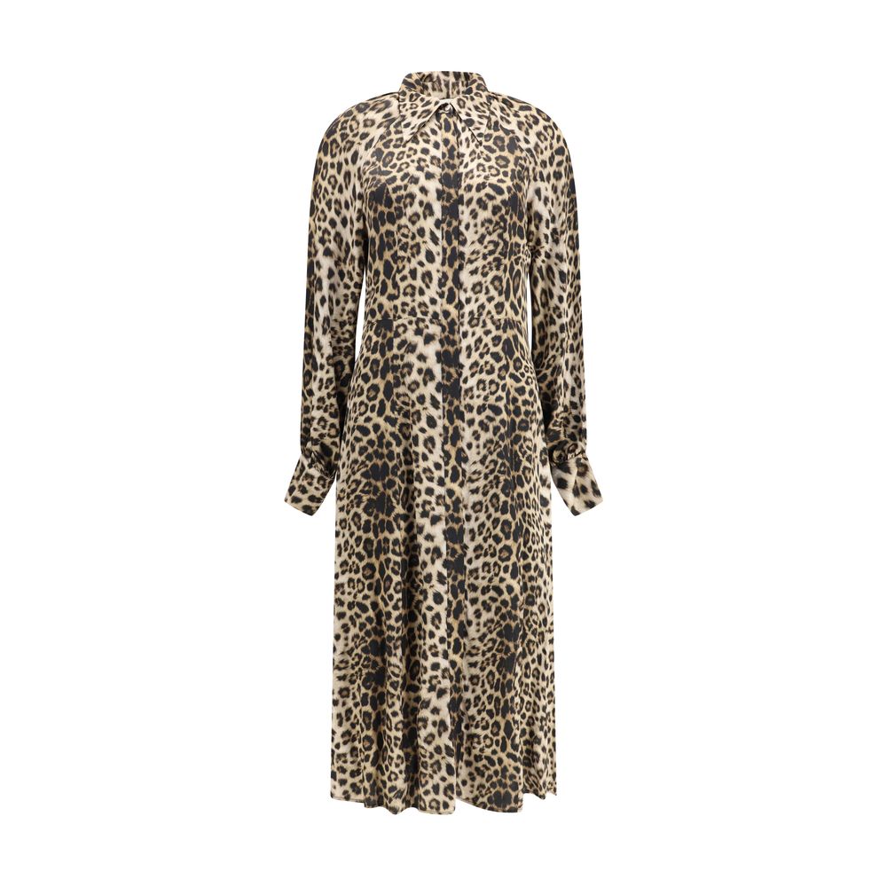 Robe Crida leopard satin marron