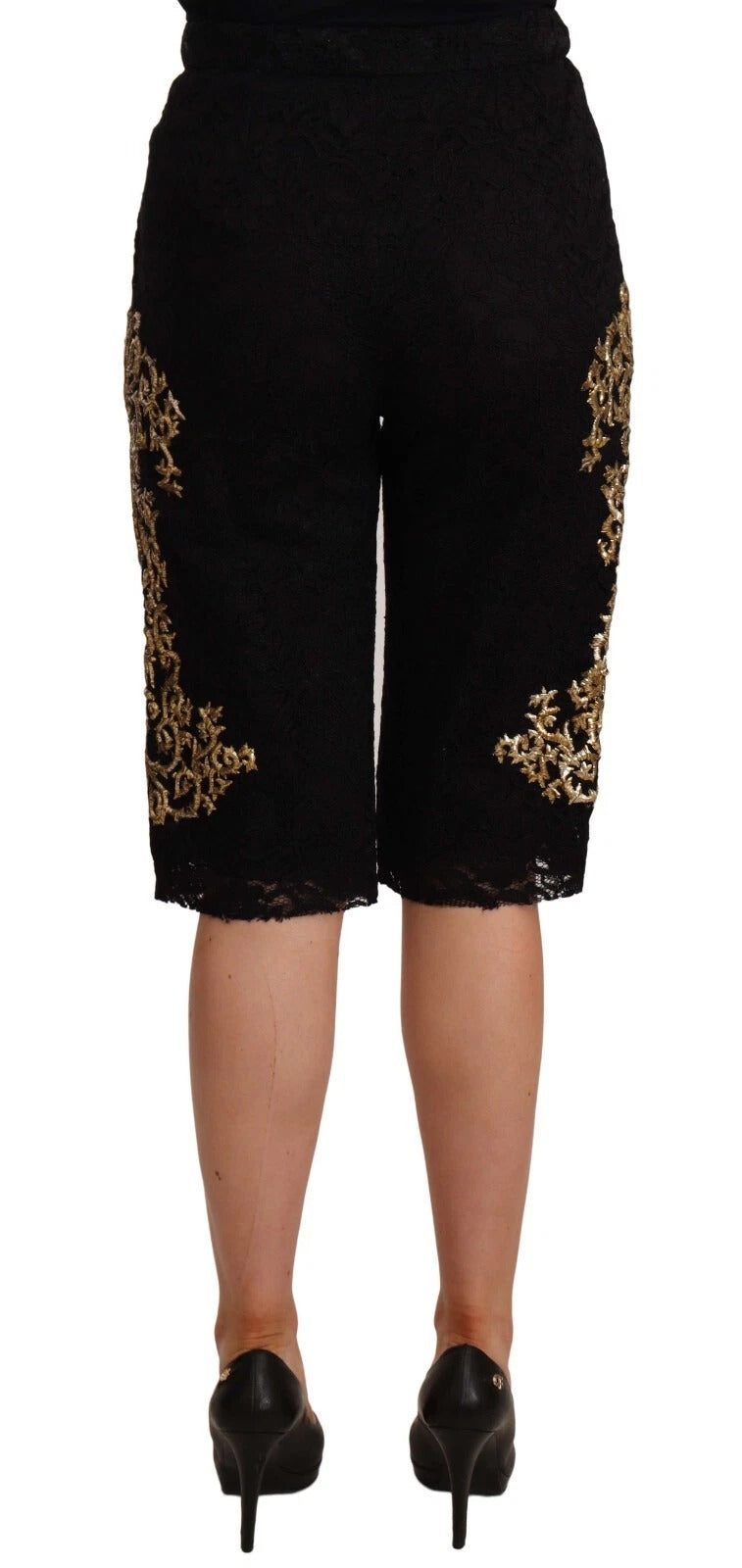 Shorts Dolce & Gabbana baroques noirs dorés