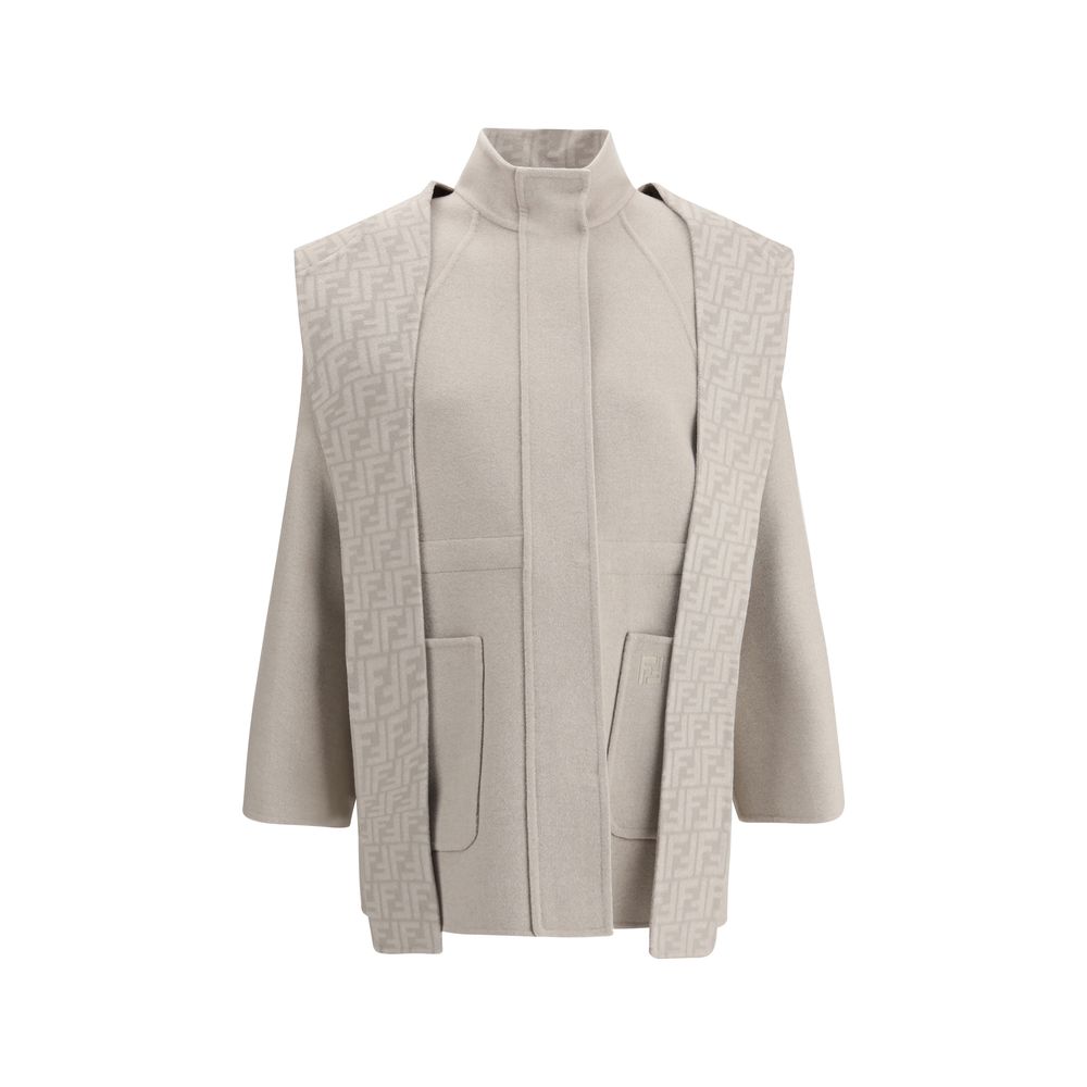 Manteau Fendi avec capuche crème